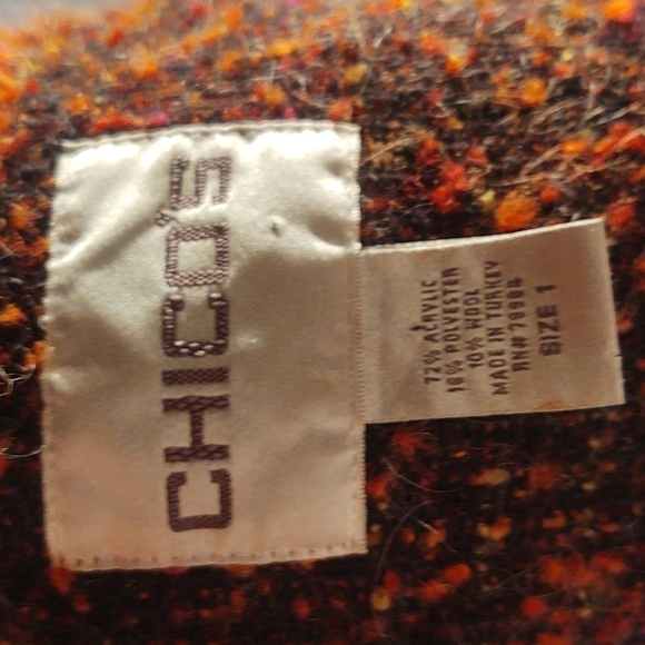 Chico's Lightweight Burt Orange Tweed Knit Cardigan Jacket Sz 1 - Picture 8 of 8